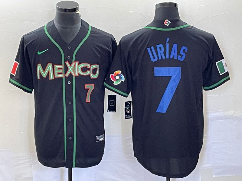 Men 2023 World Cub Mexico #7 Urias Black blue Nike MLB Jersey7